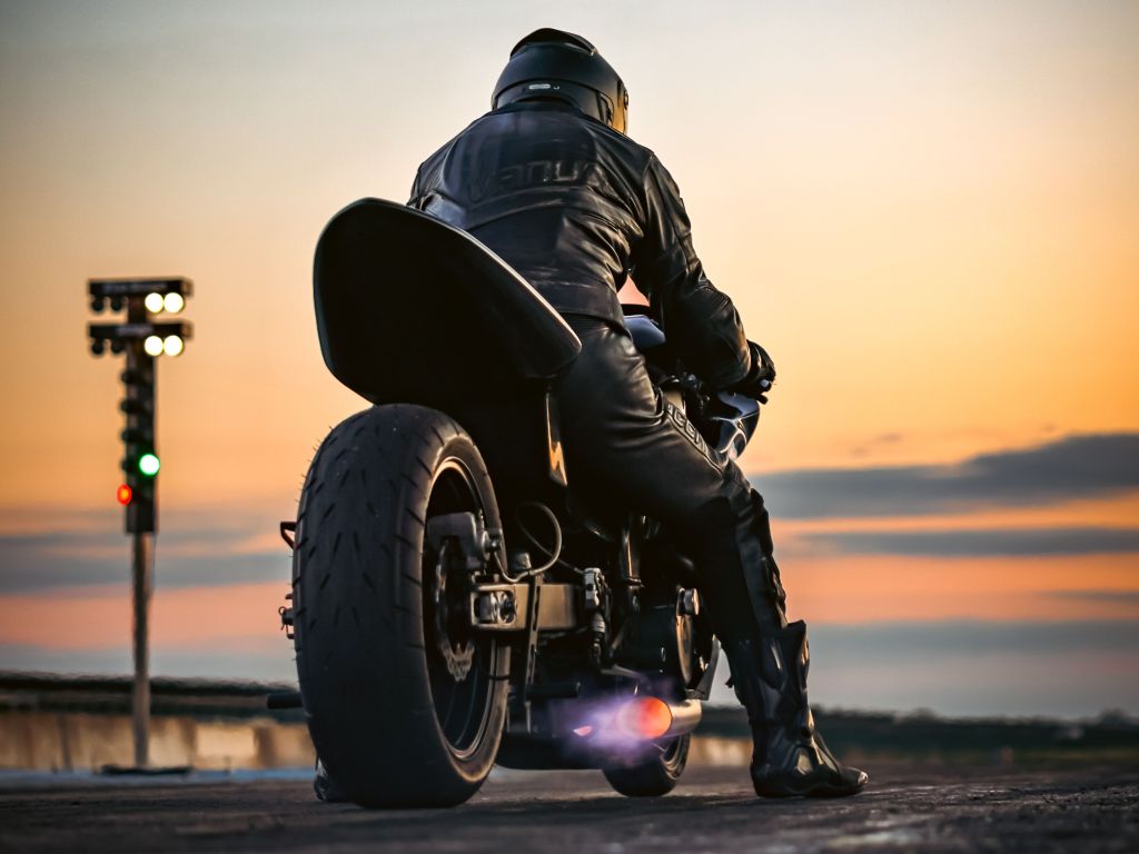 Motorrad Drag Race Start 1/4 Meile Zeitmessung